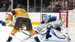 Knights run into hot goaltender in 2-0 loss to Sabres
