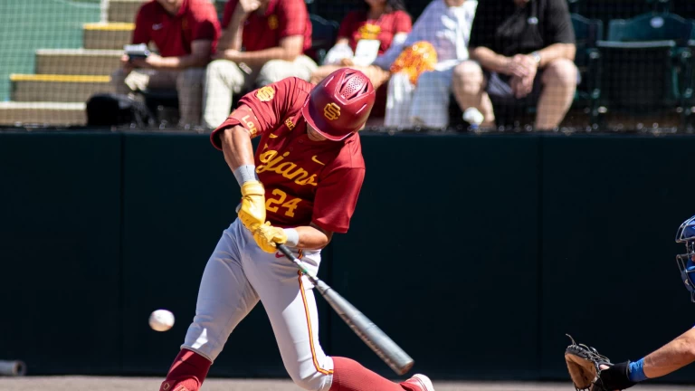 USC fumbles in extra inning loss after Mason Edwards first to 100 strikeouts Latest Video Thumbnail