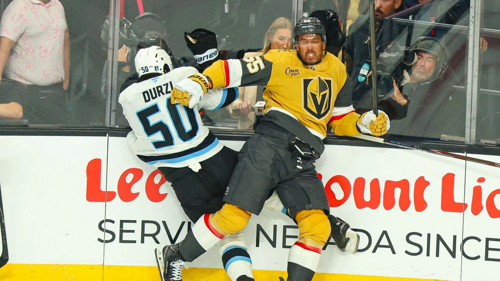 Knights battle their way to 4-2 win in Game 1 vs. Mammoth