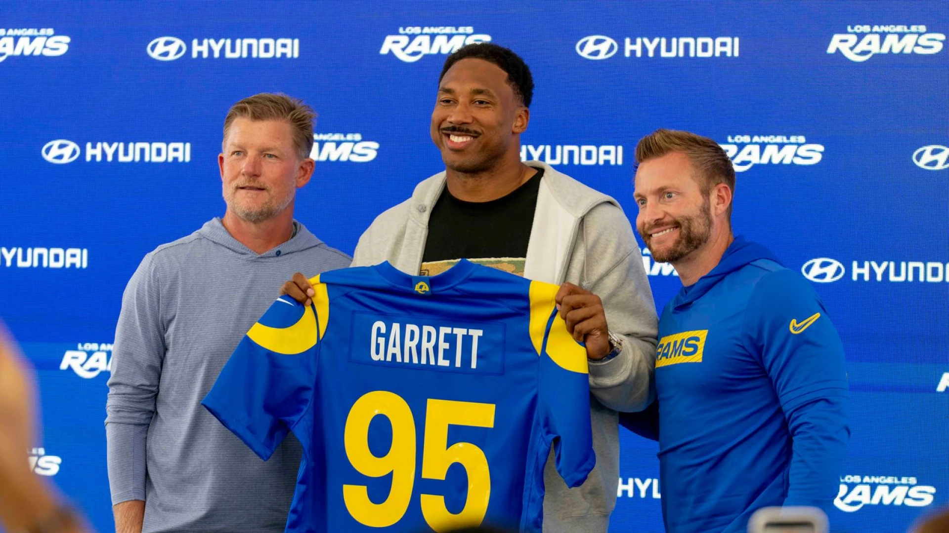 Rams introduce Myles Garrett as franchise-altering addition in pursuit of Super Bowl