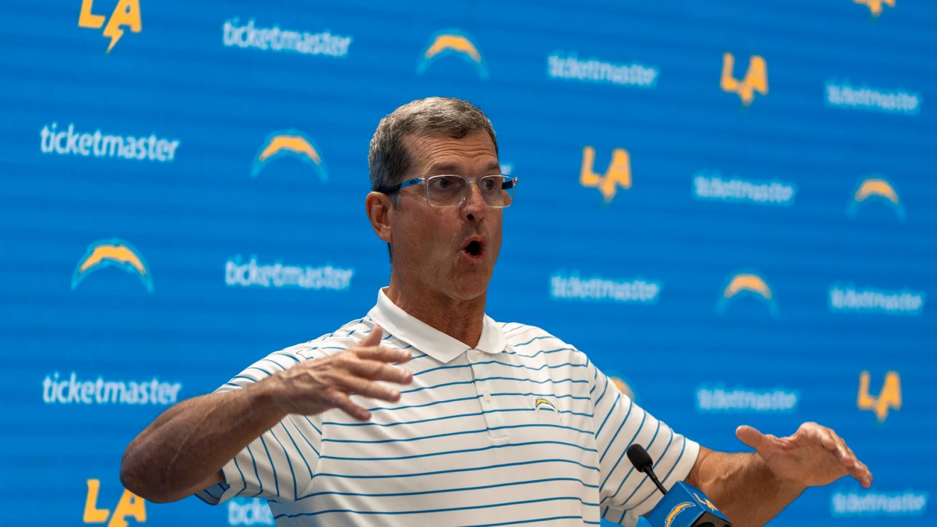 “Weak And Washed Up” – NFL Fans Blast Chargers HC Jim Harbaugh Over Cryptic Press Conference
