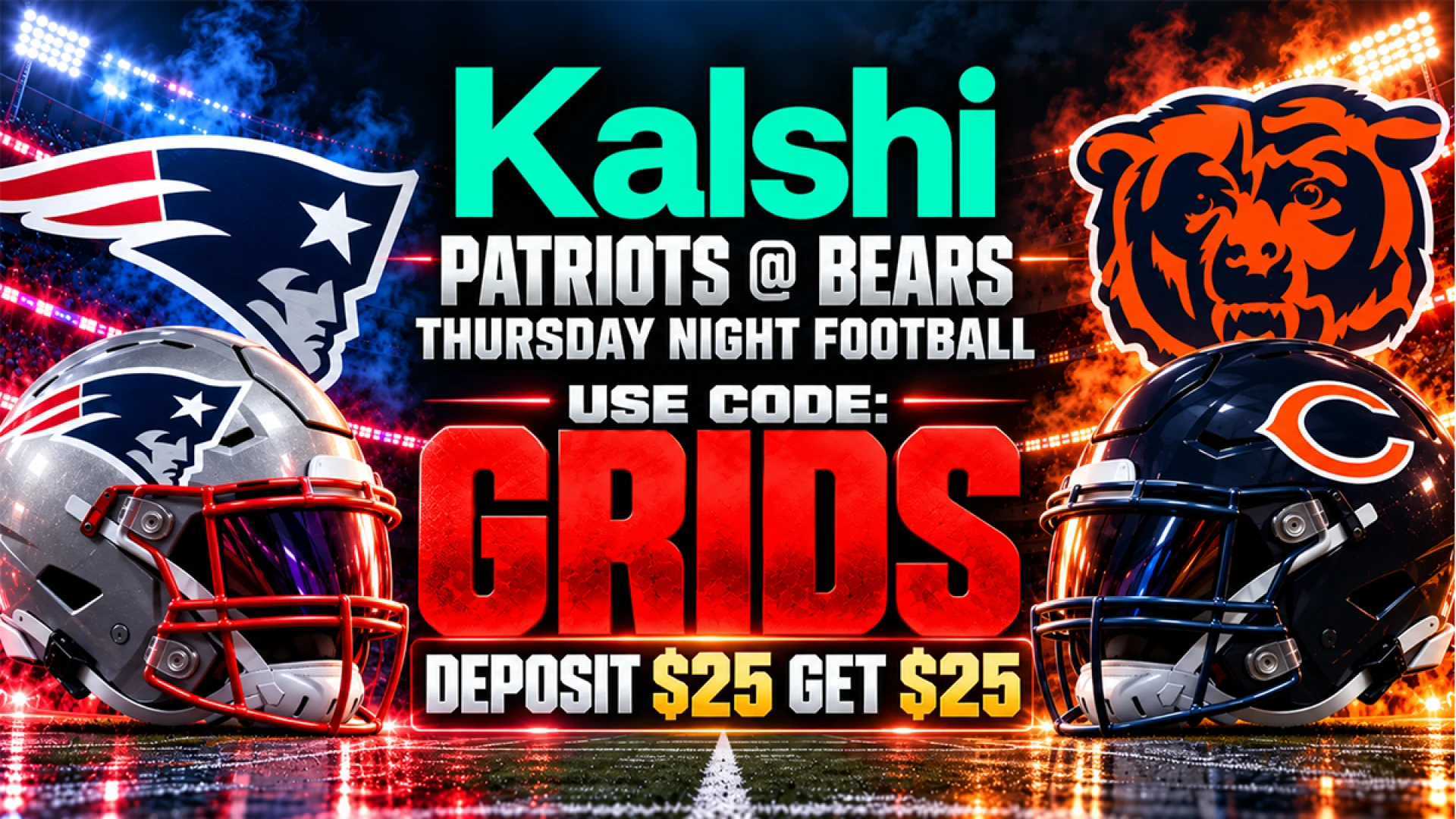Kalshi NFL Promo Code GRIDS for Patriots at Bears TNF