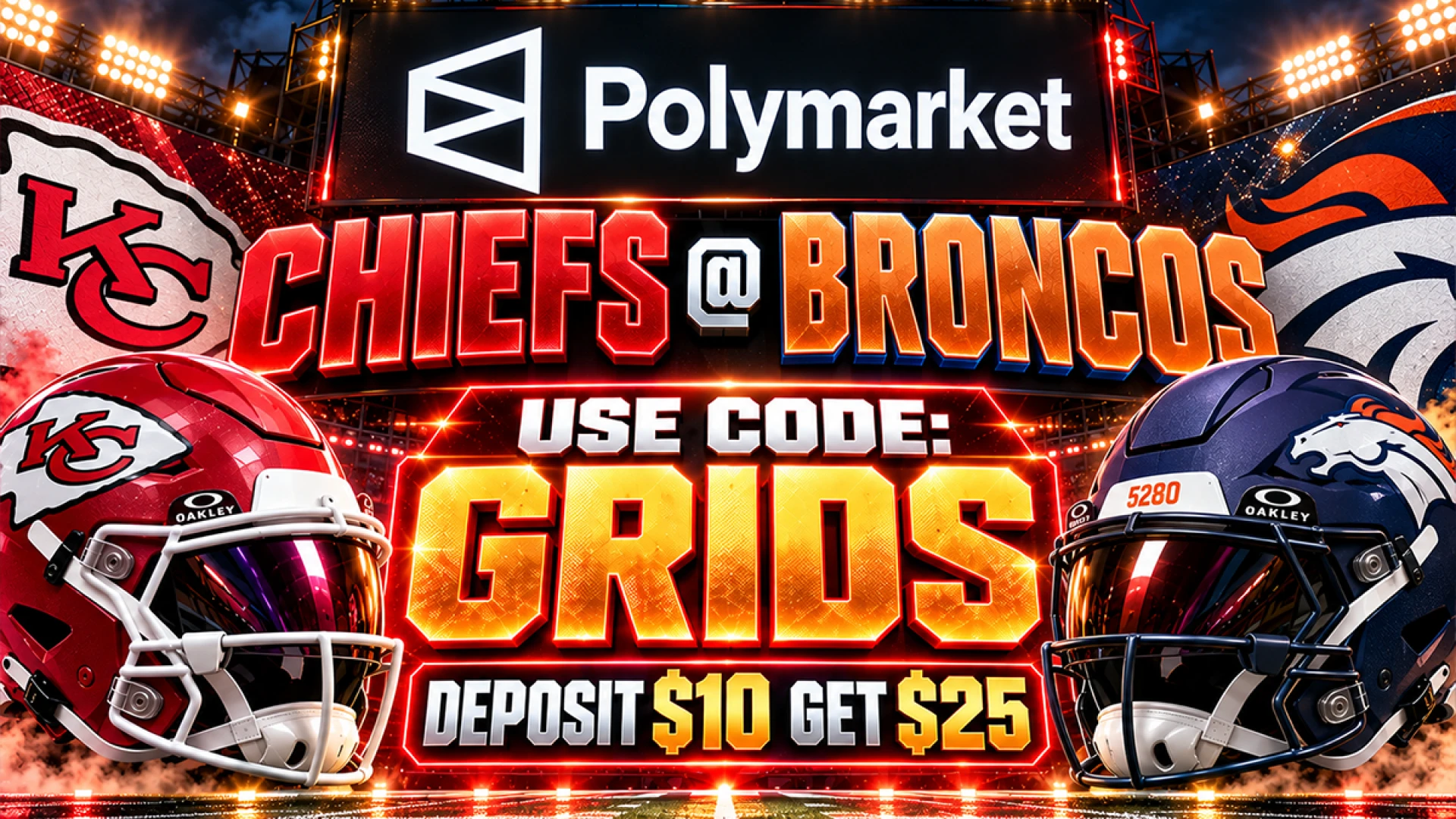 Polymarket NFL Promo Code GRIDS for Chiefs vs. Broncos 11-01-2026