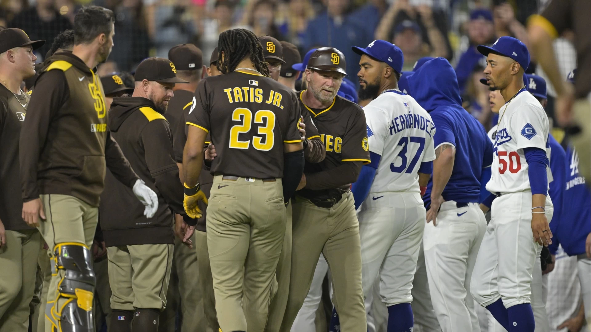 Padres Beat Dodgers 5-3; Tatis and Ohtani Plunked; Benches Clear