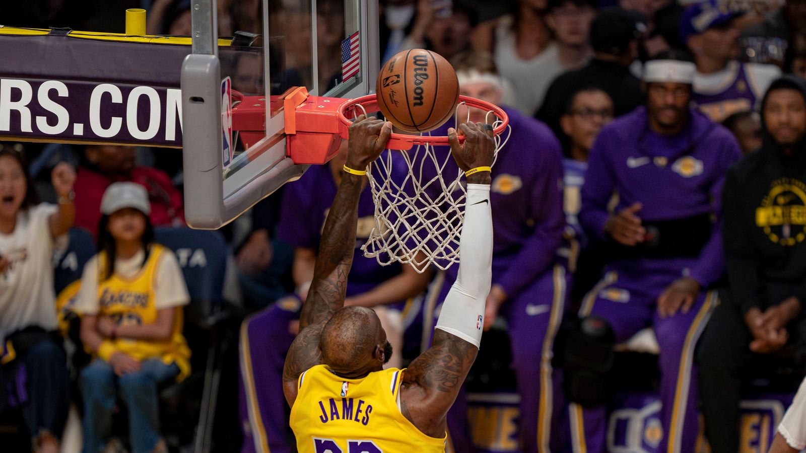 LeBron James Powers Through for a Slam
