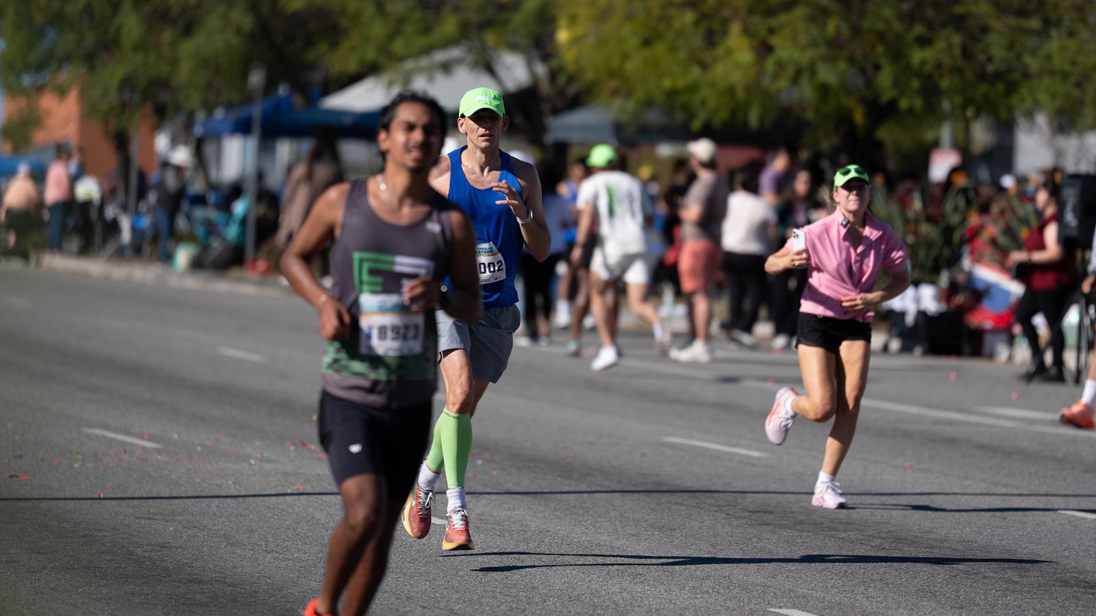Runners make their way through the course during the Los Angeles Marathon on Sunday, March 8, 2026, in Los Angeles.