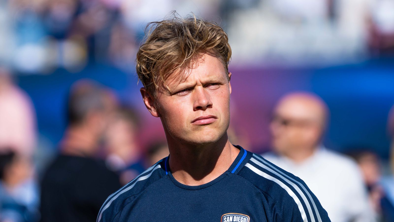 San Diego FC midfielder Jeppe Tverskov (6) looks on before an MLS game between Real Salt Lake and San Diego FC, Sunday March 22, 2026 in San Diego, Calif.