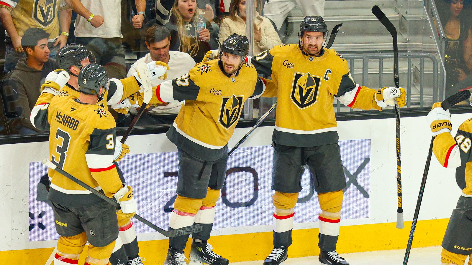Shea Theodore and Teammates Commemorate Power Play Goal