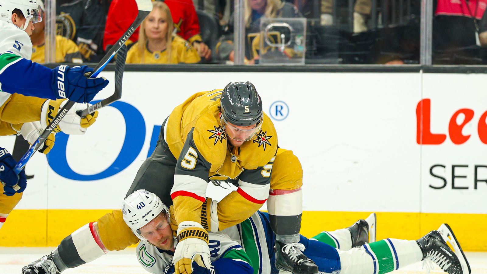 Jeremy Lauzon Levels Elias Pettersson in Physical Third Period