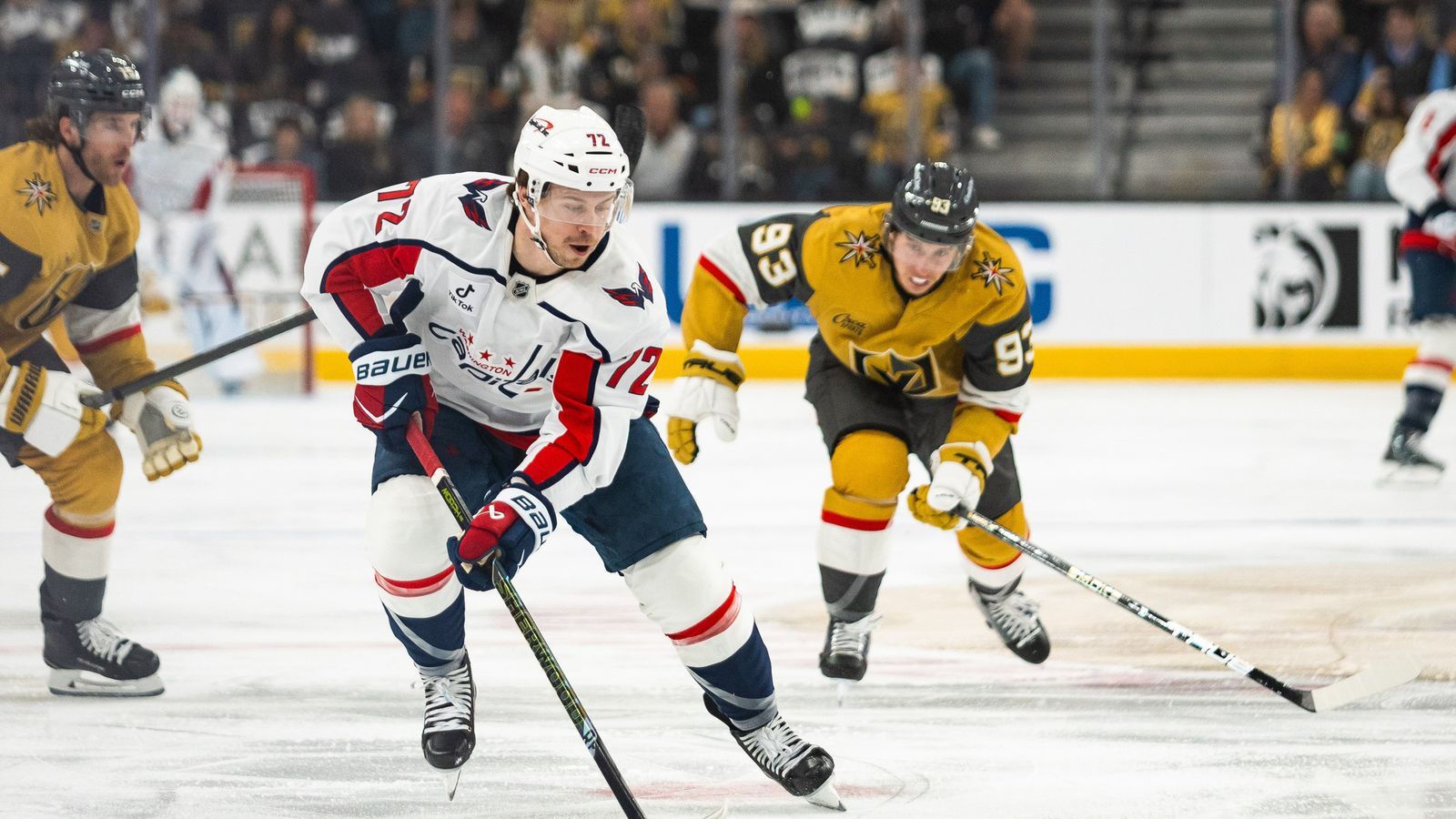 Washington Capitals Anthony Beauvillier (72) skates the puck up