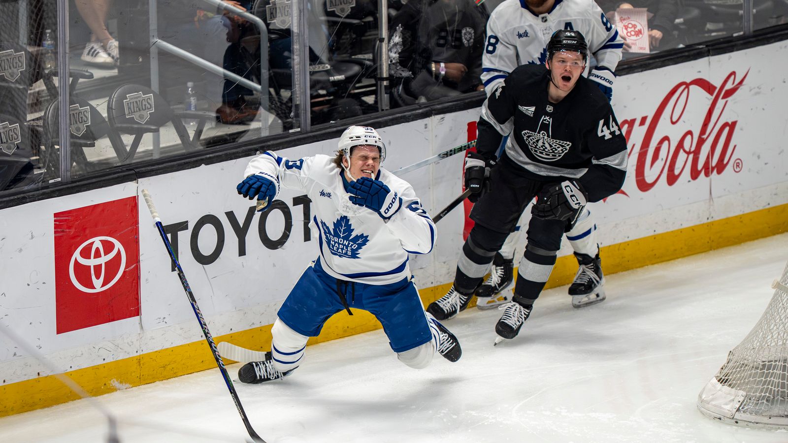 Kings Mikey Anderson (44) shouting after elbowing an opponent