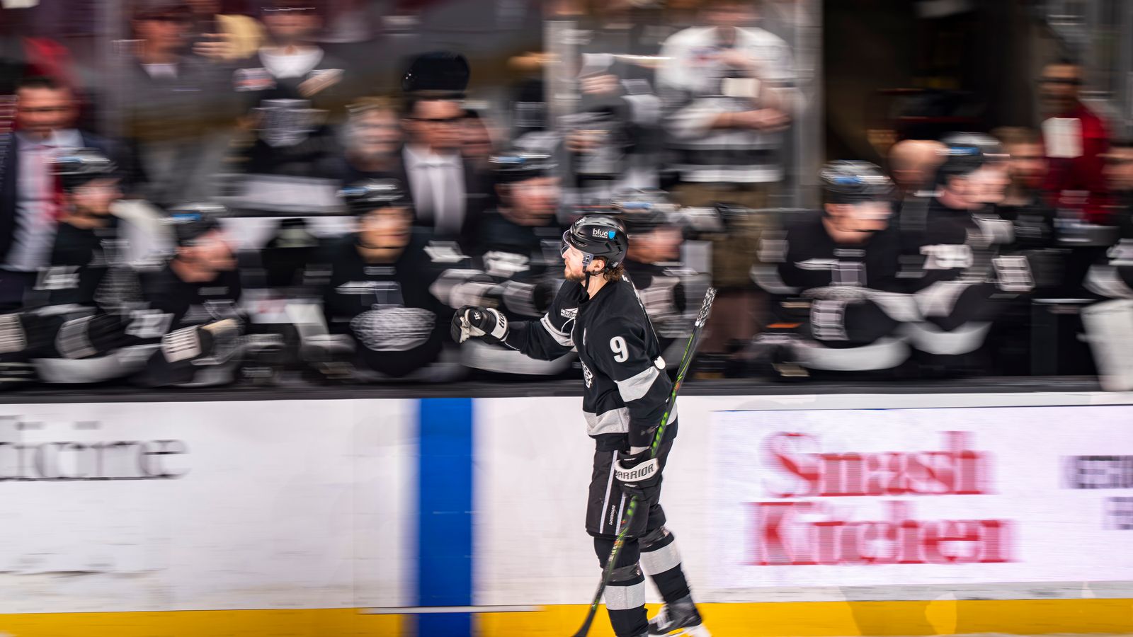 Kings Adrian Kempe (9) celebrating a goal