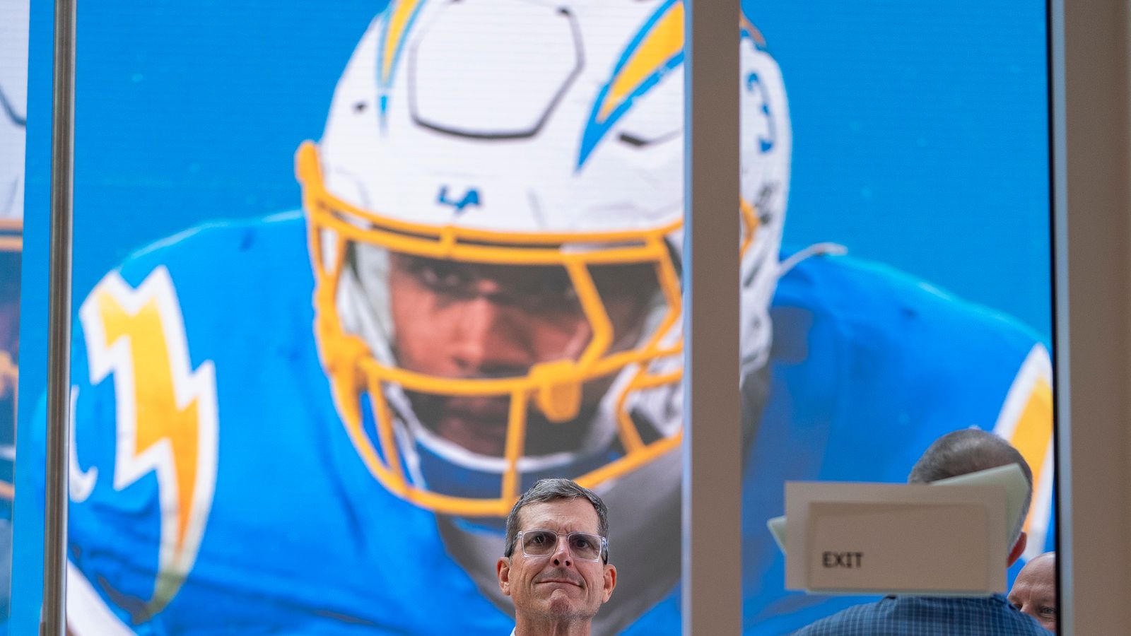 Coach Harbaugh at Mesidor's debut press conference