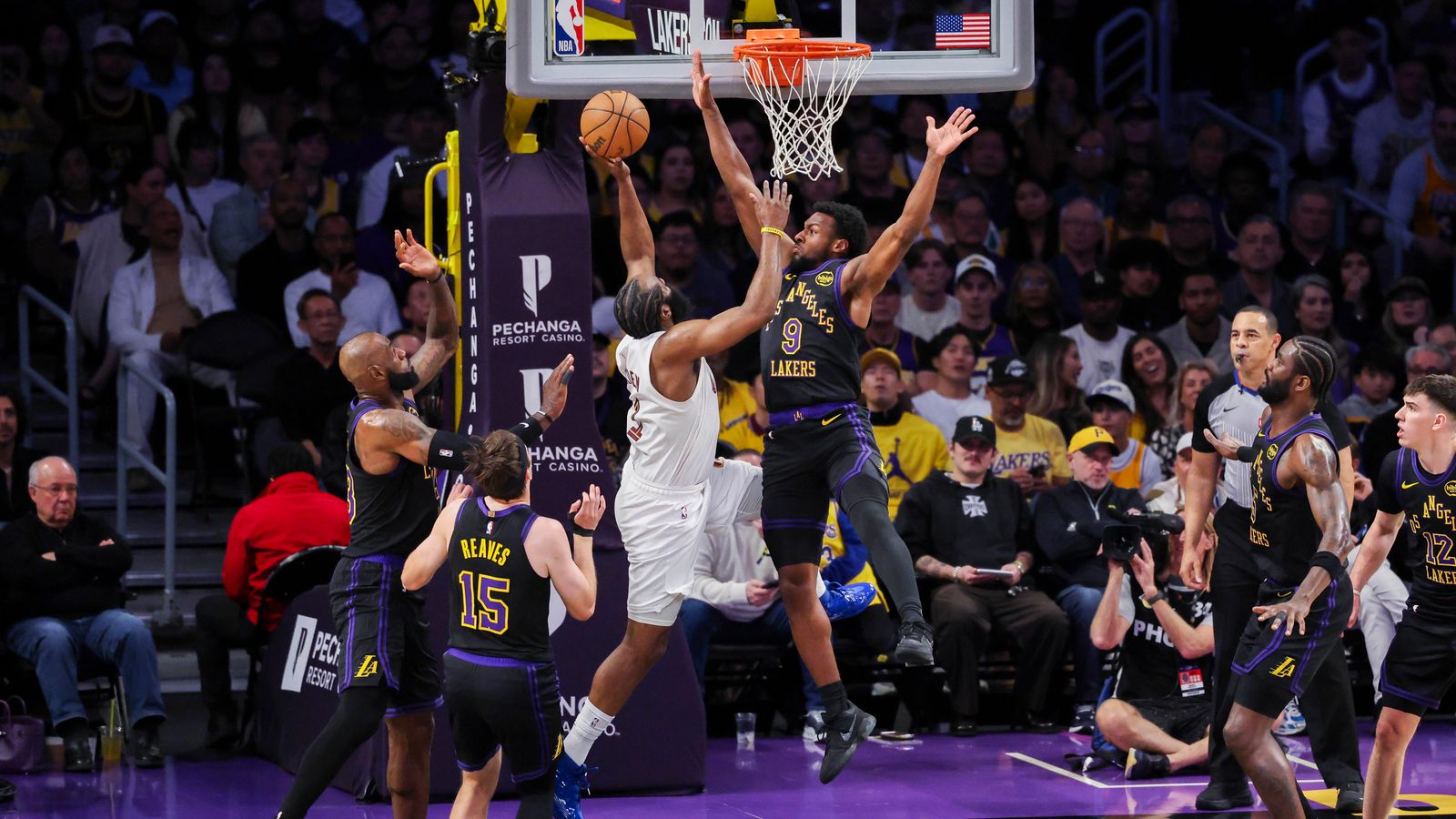 Generational Matchup: James Harden drives against Bronny James