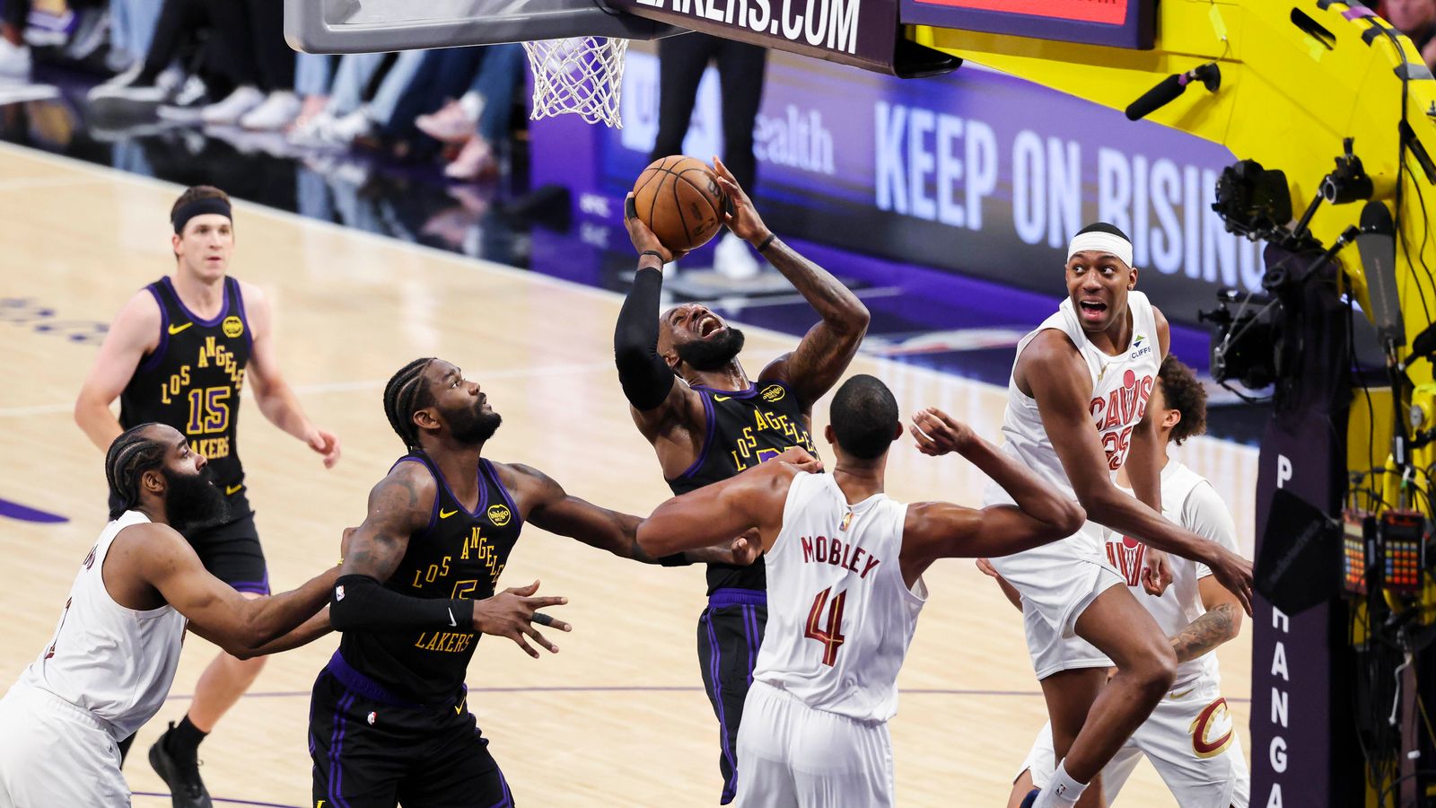 Attacking the Paint: LeBron James drives hard toward the basket