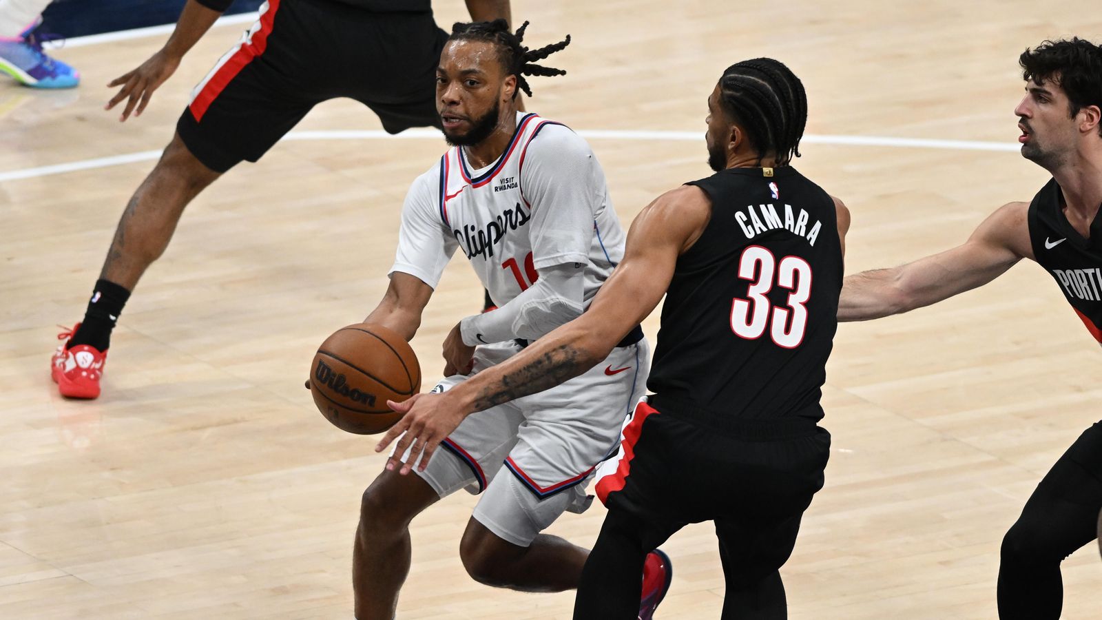 Lead Guard: Darius Garland looks for an opening in the Portland interior