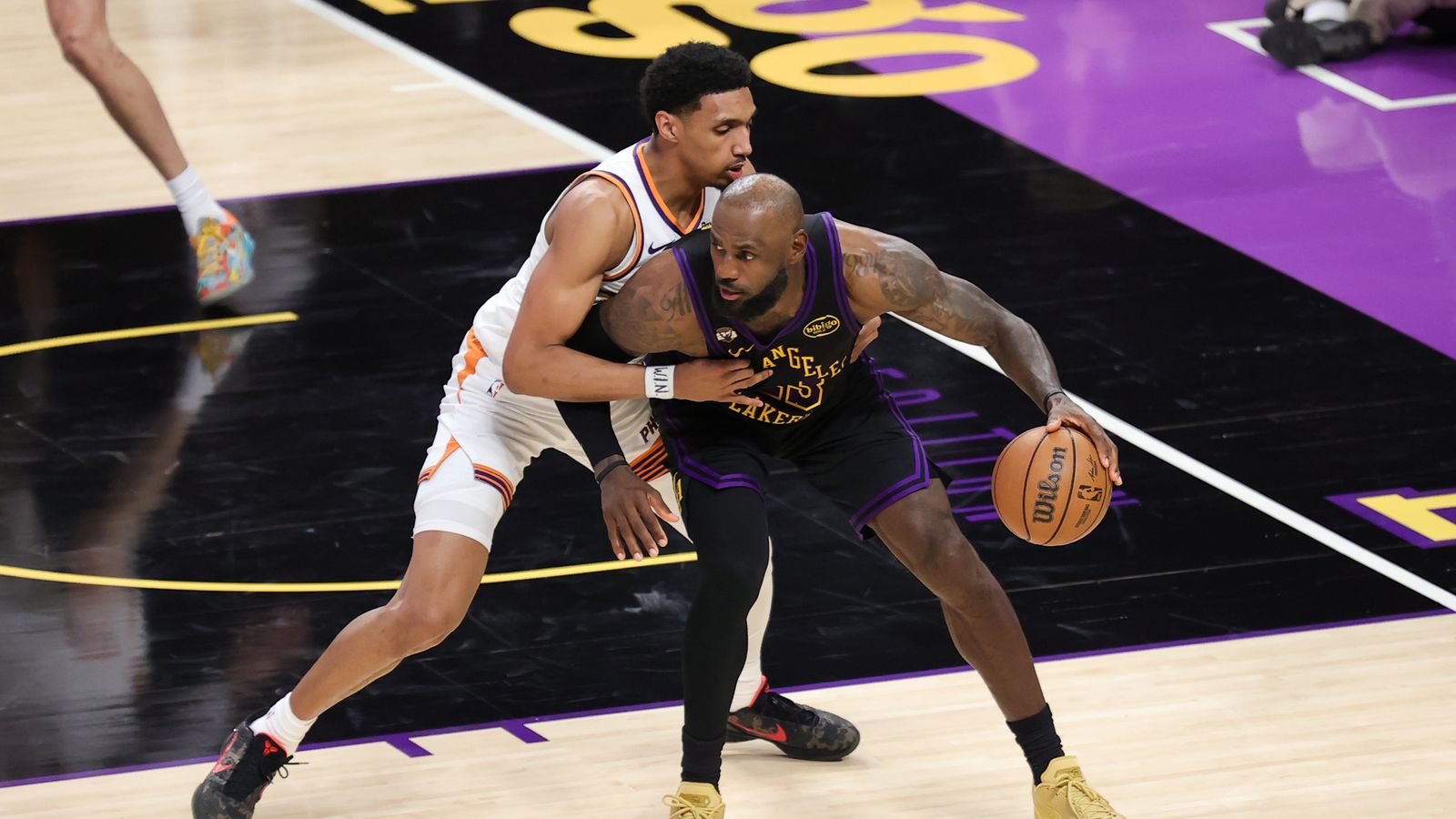 LeBron James posts up
