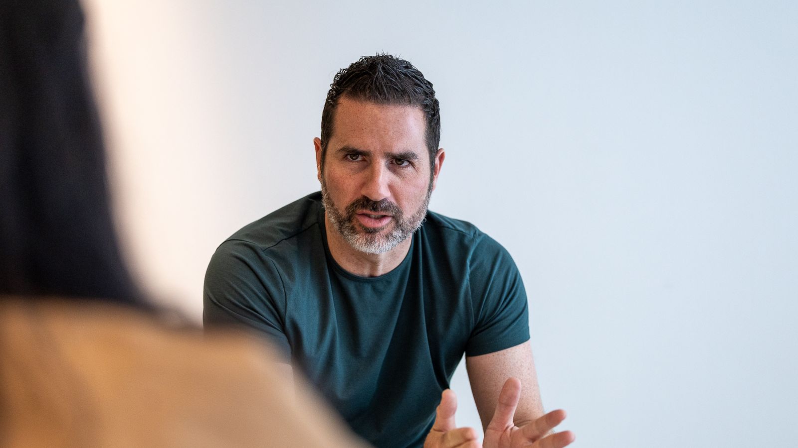 Jason Saghini (vice president of live productions, MLS) is interviewed