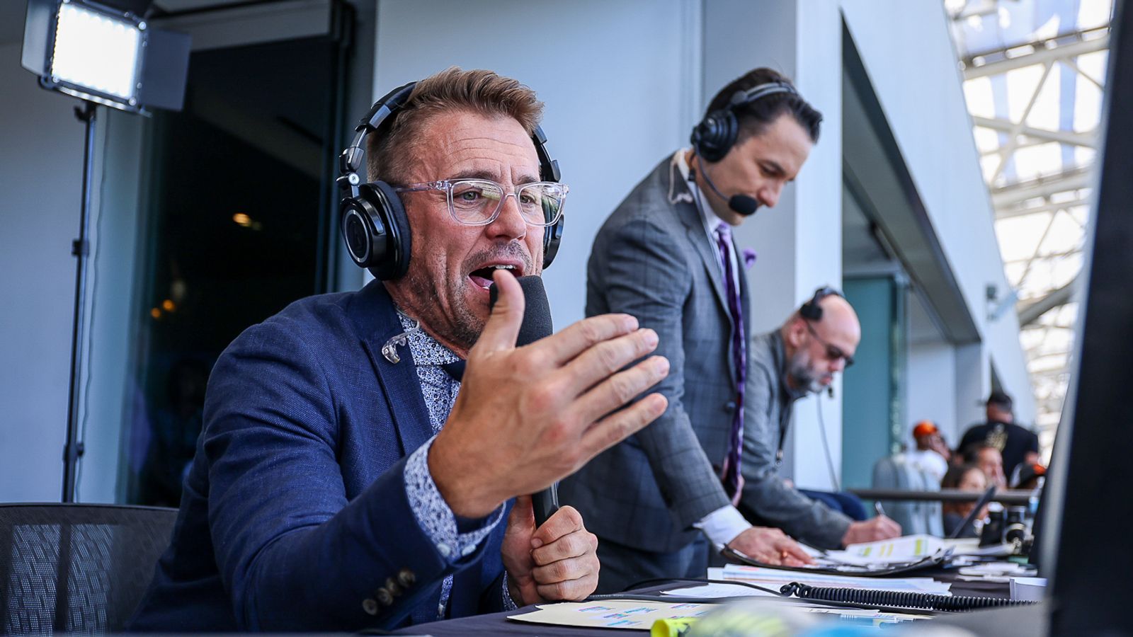 Jake Zivin (play-by-play announcer) and Taylor Twellman (match analyst) call an MLS match