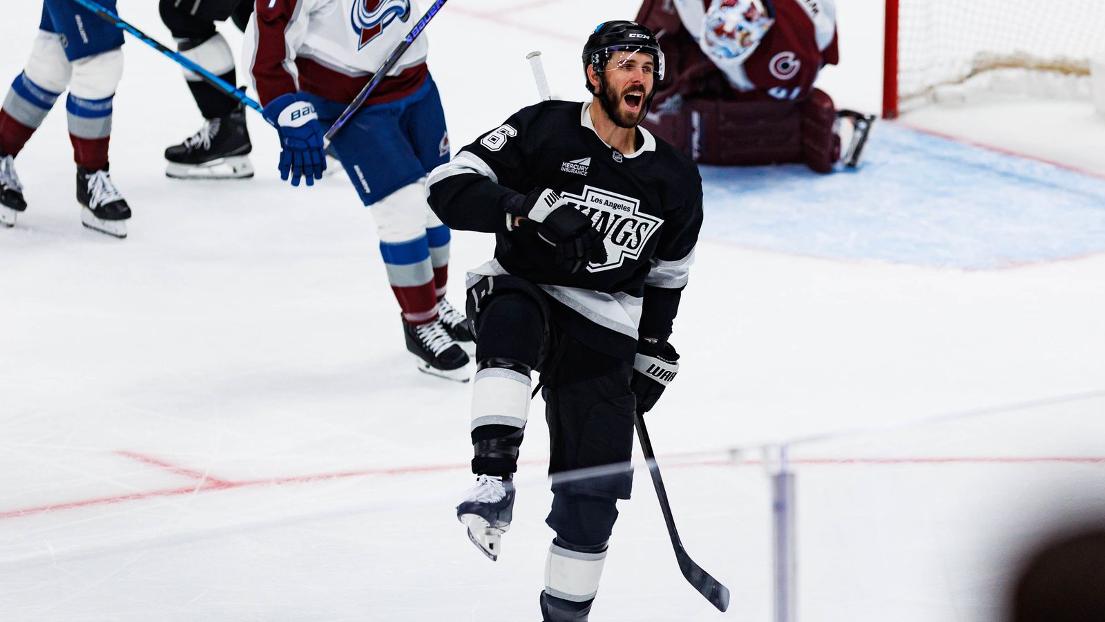 Joel Edmundson Celebrates the Lone Kings Goal