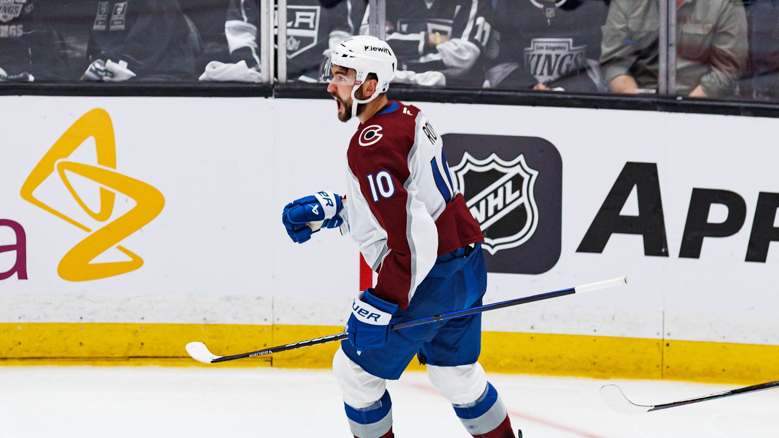 Nicolas Roy Celebrates an Avalanche Goal
