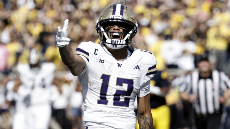 28) New England Patriots (projected trade with HOU): WR Denzel Boston, Washington