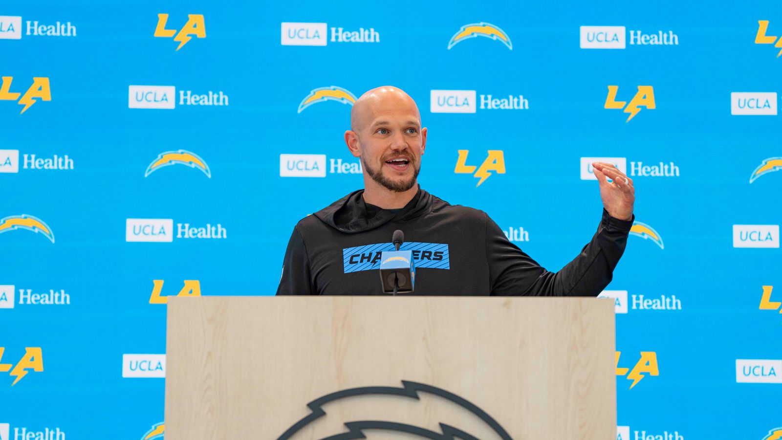 Chris O'Leary at Chargers Press Event, El Segundo, May 8, 2026