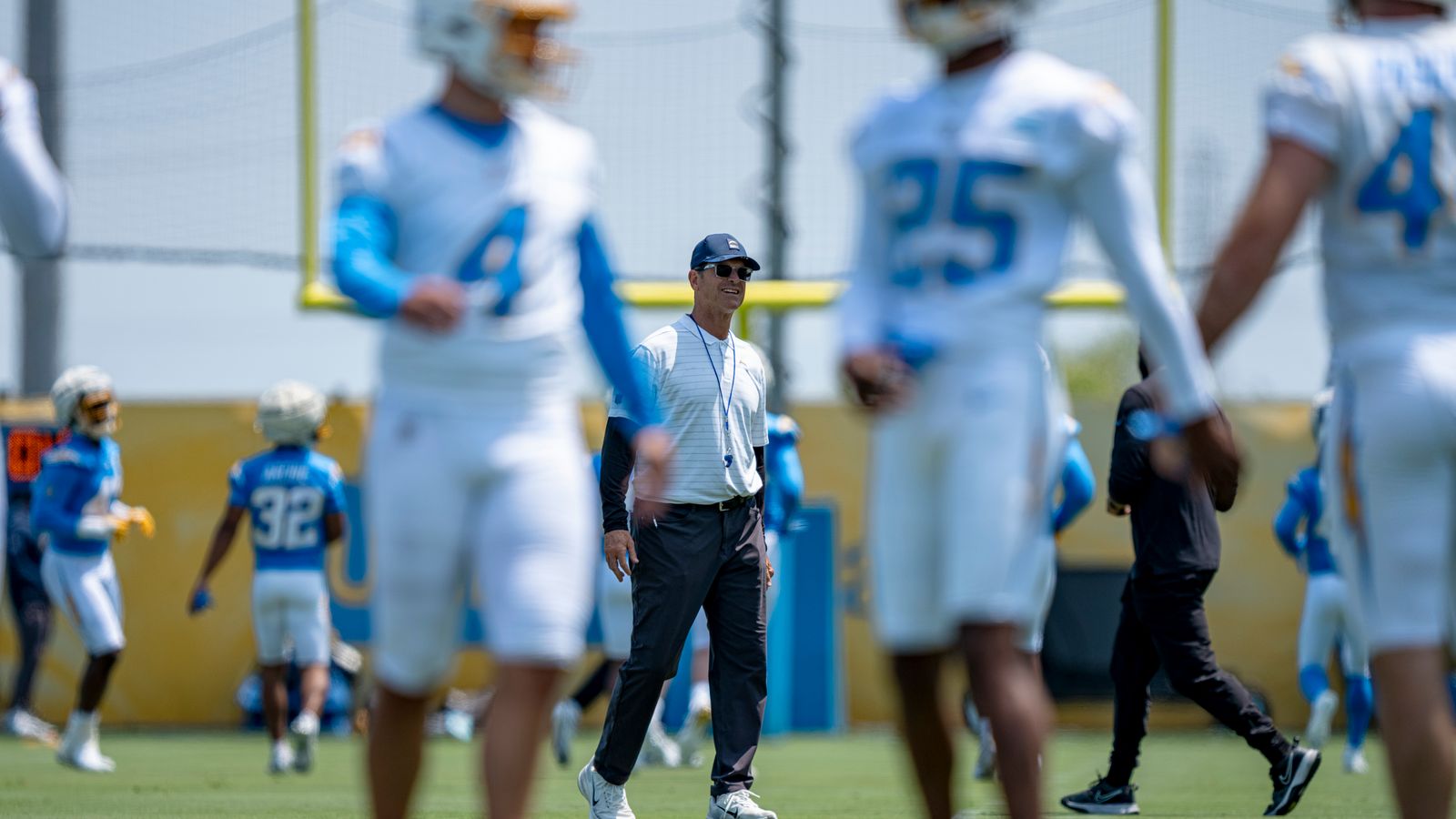 Coach Jim Harbaugh at Chargers Minicamp, El Segundo, May 8, 2026