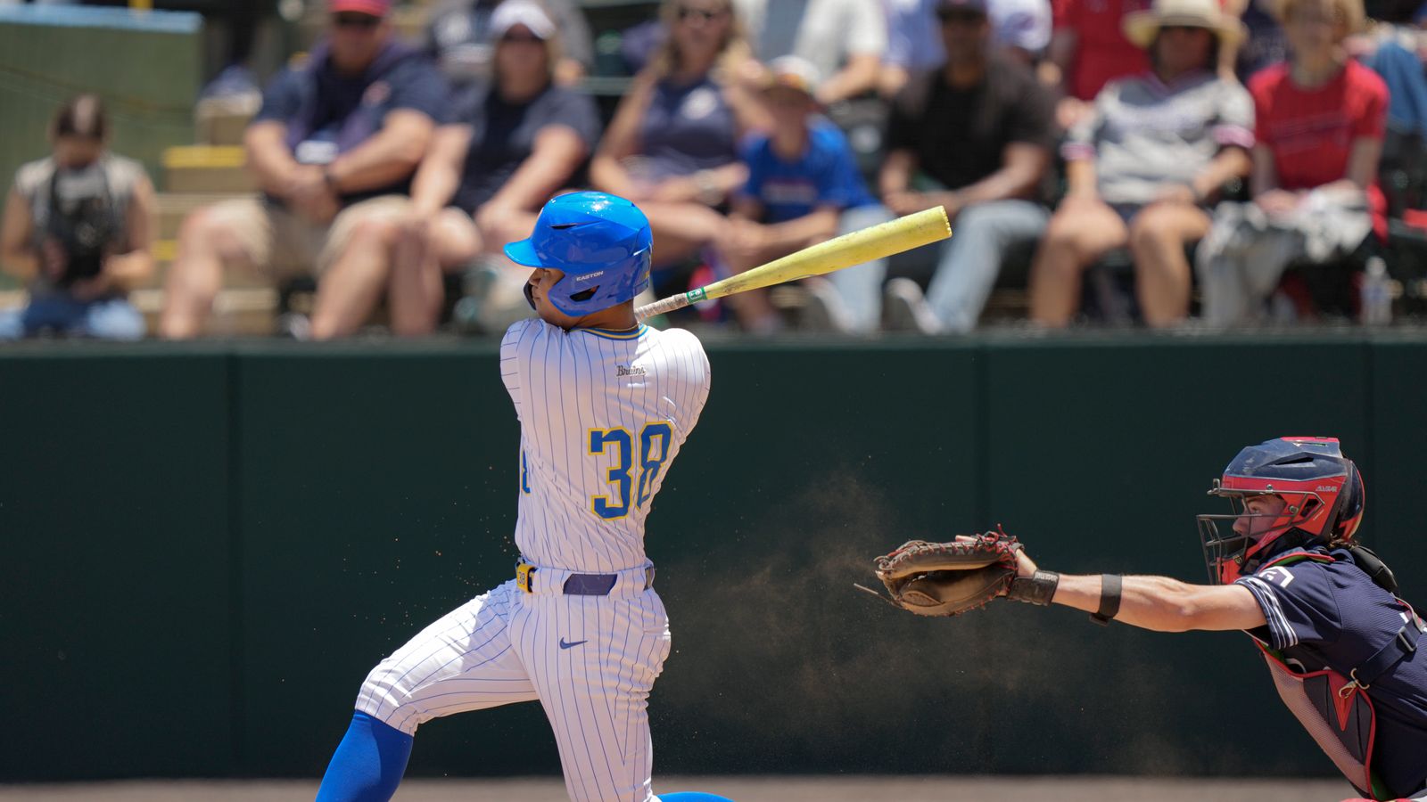 Trey Godoy hits a double against Saint Mary's