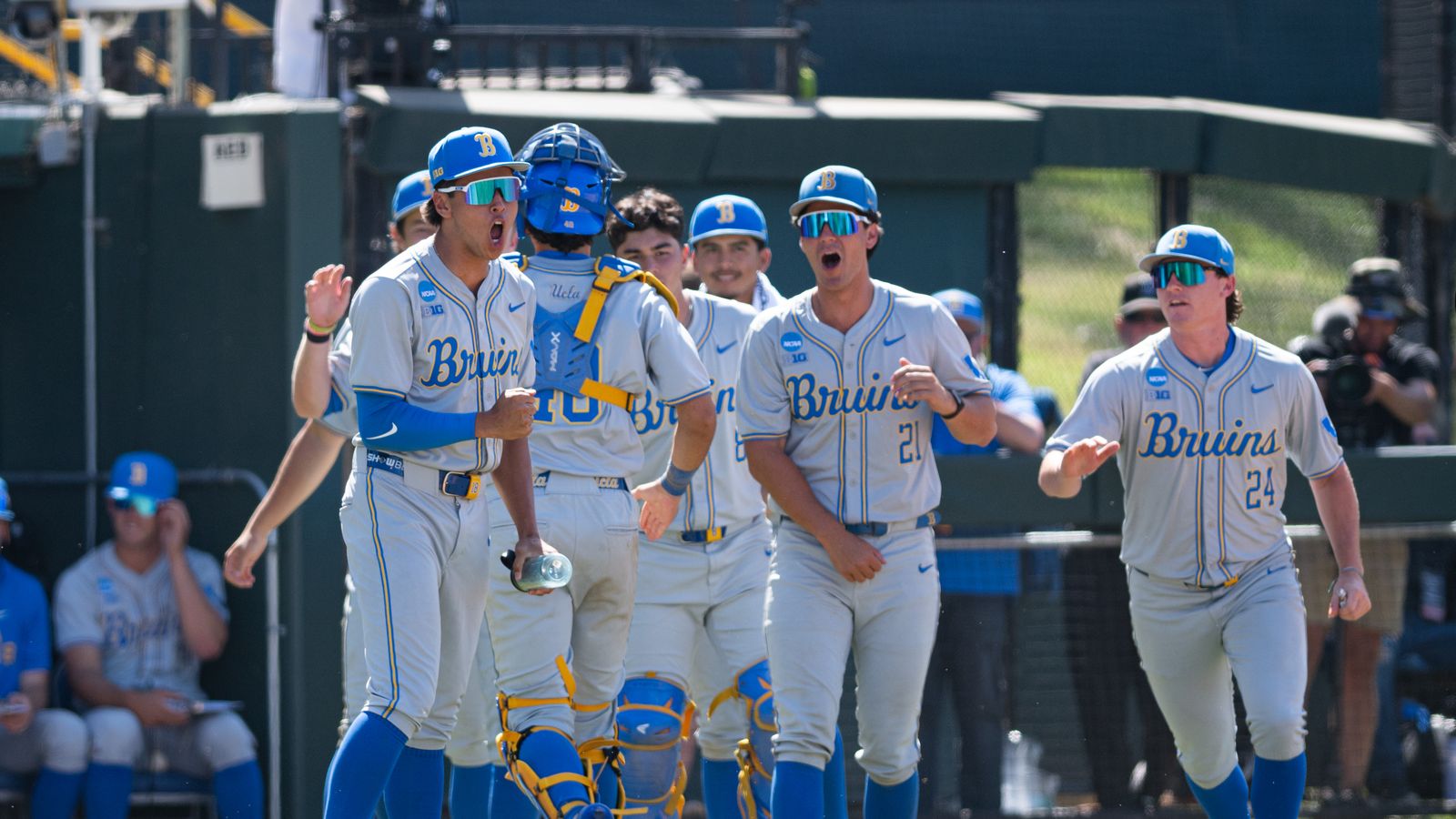 UCLA team celebrates a successful inning