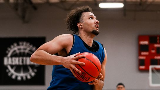Participant Eyes Basket at Big3 Combine in Las Vegas