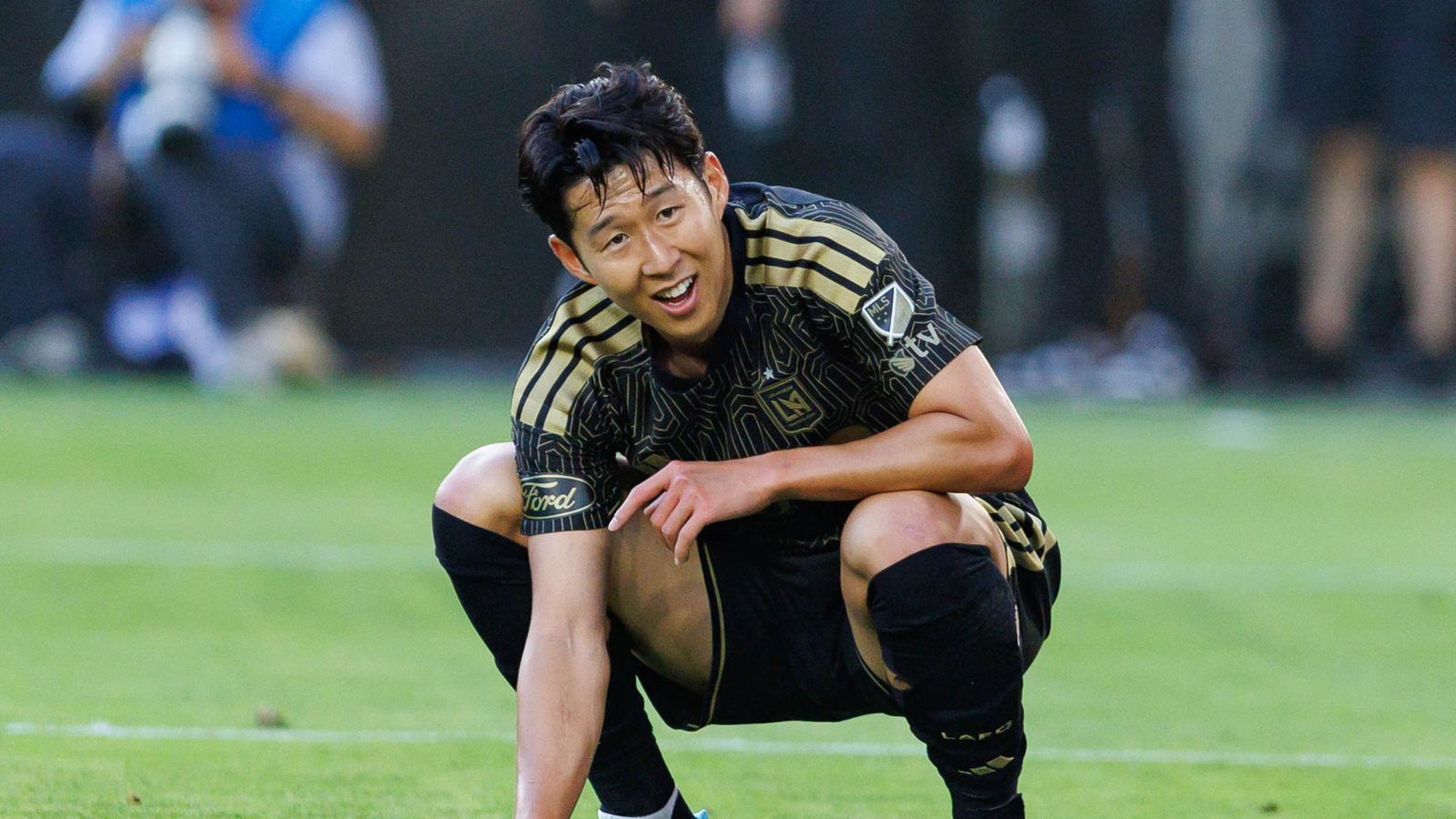 Son Heung-Min #7 of LAFC reacts after a missed goal against Houston Dynamo FC