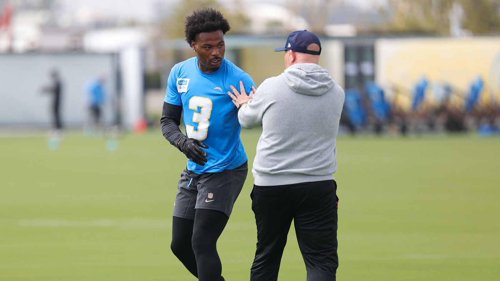 Derwin James in drills at Chargers OTA, May 11, 2026