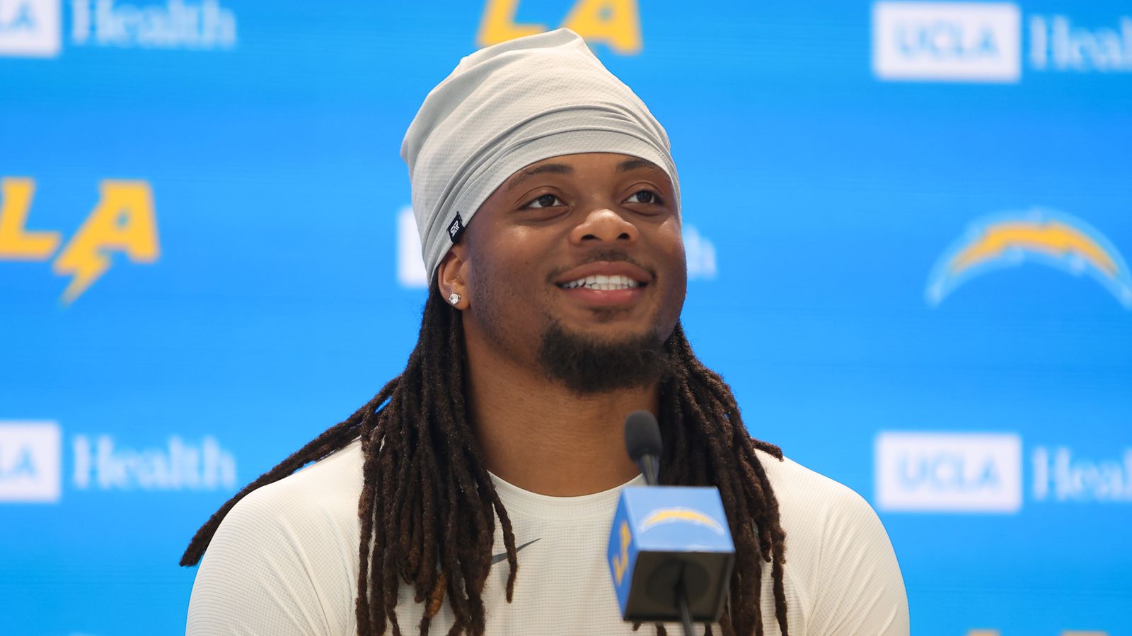 Keaton Mitchell speaks to press, Chargers OTA, May 11, 2026