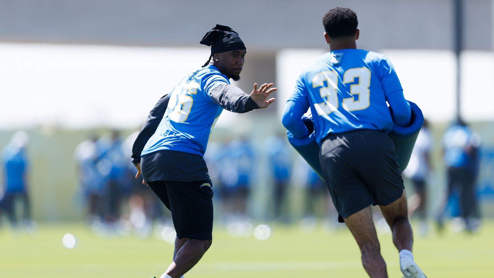 Donte Jackson #26 participates in drill at The Bolt
