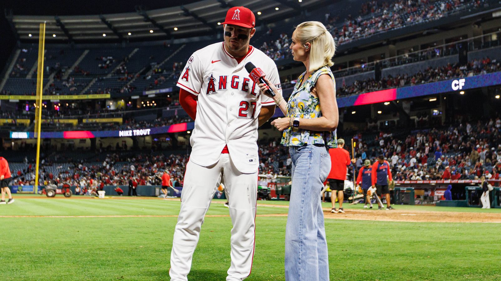 Mike Trout interviewed post-game against the Rangers