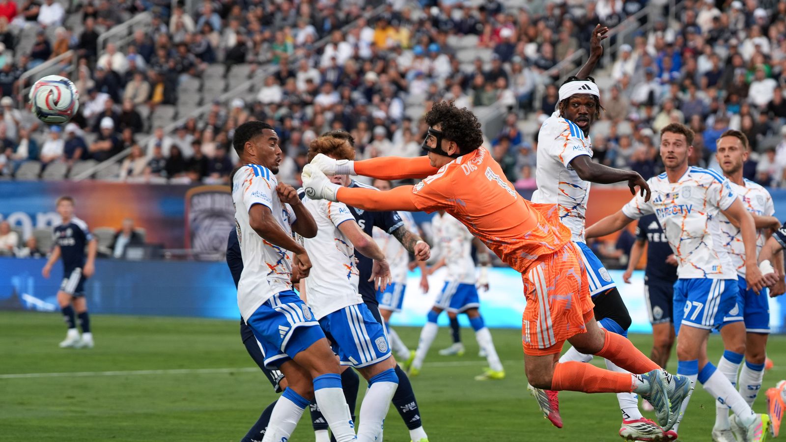 Carlos dos Santos makes a crucial save in MLS game