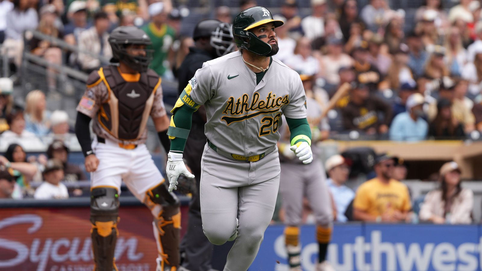 Carlos Cortes watches his home run fly