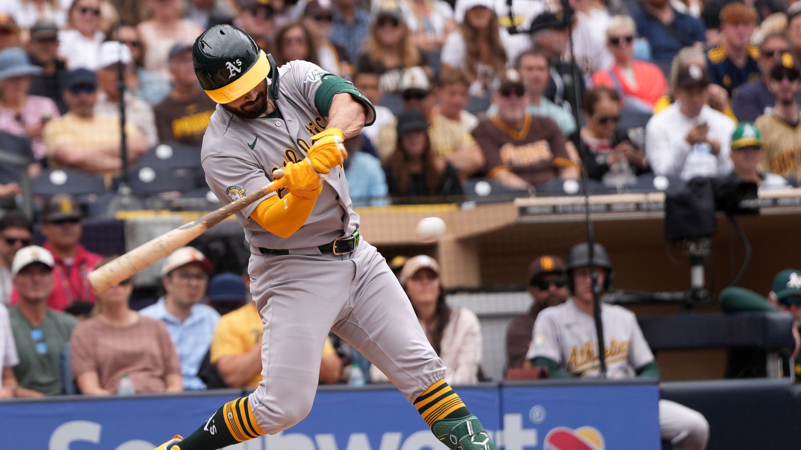 Shea Langeliers batting against the Padres
