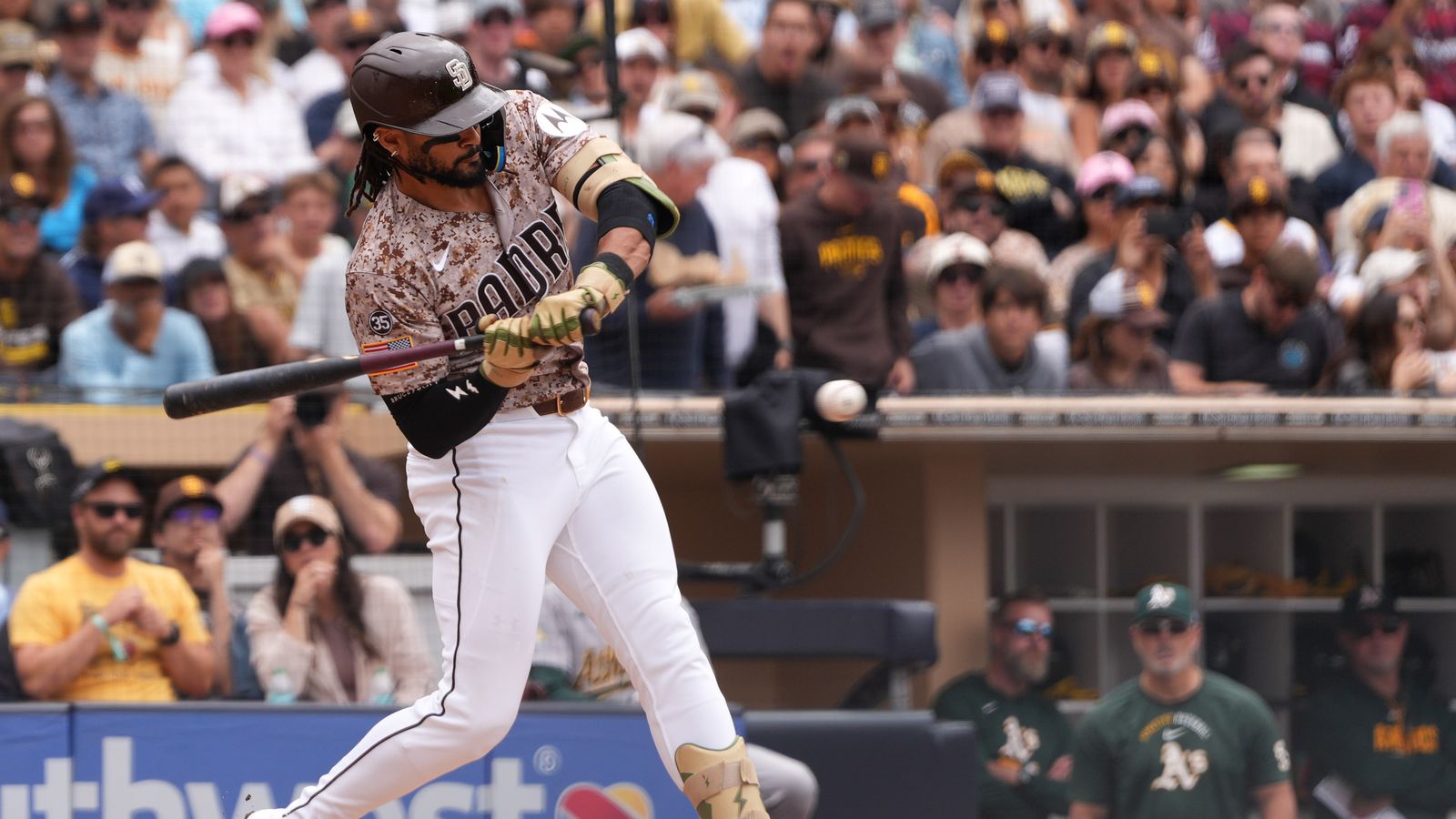 Fernando Tatis Jr. batting against the Athletics
