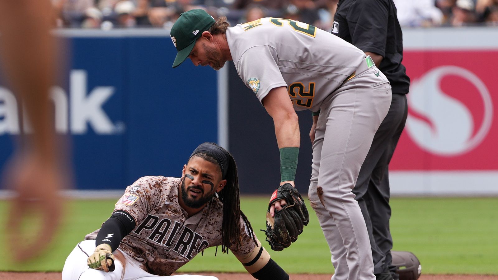 Fernando Tatis Jr. out at second base