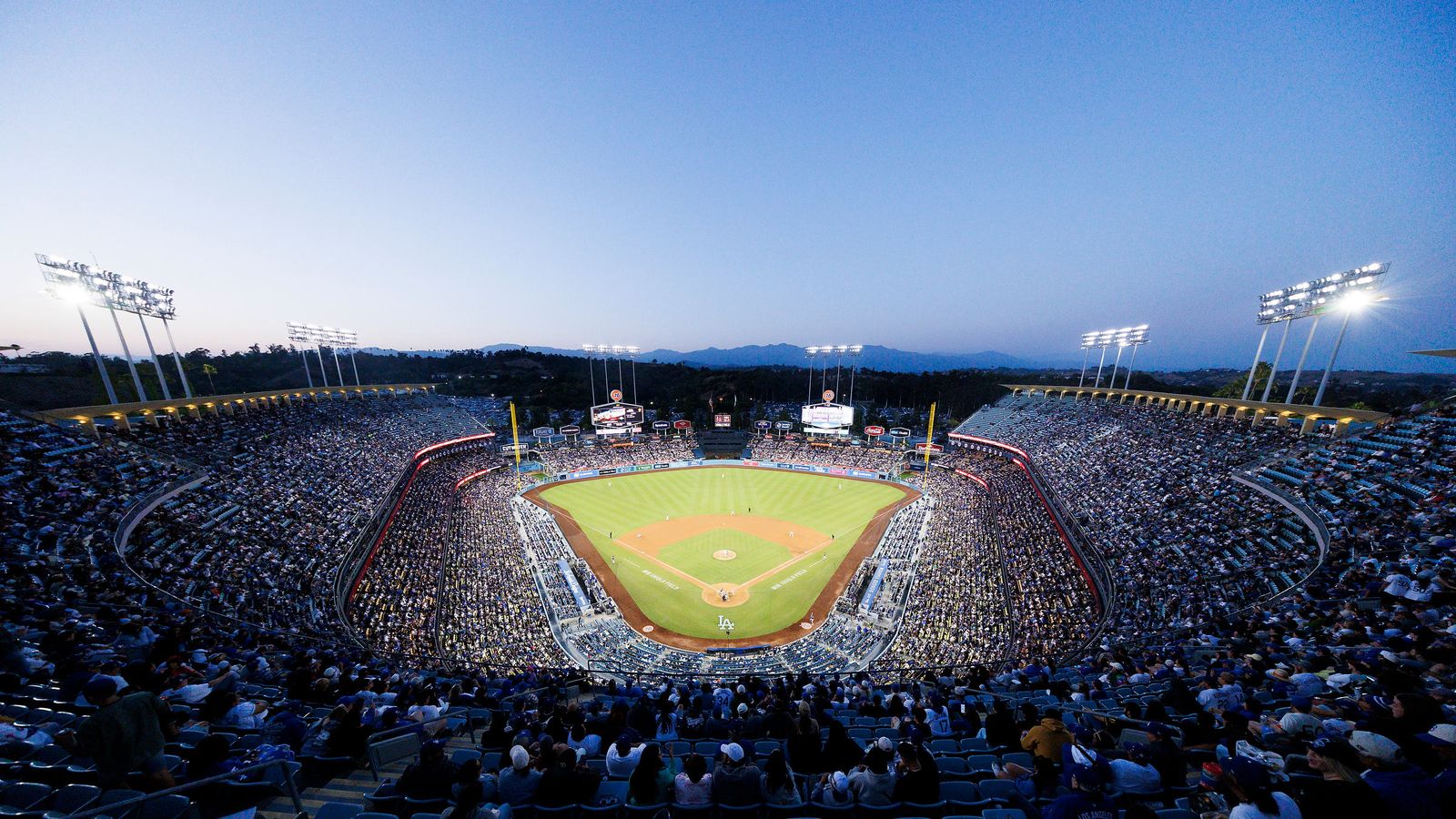General view of Dodger Stadium during the game