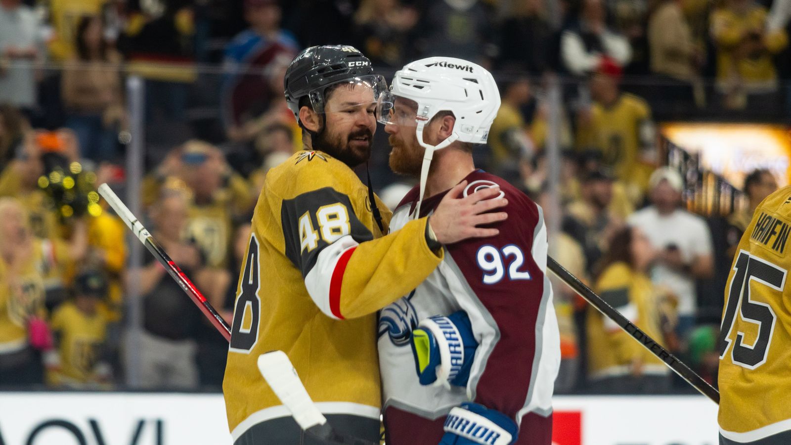 Landeskog and Hertl at the handshake line after game 4