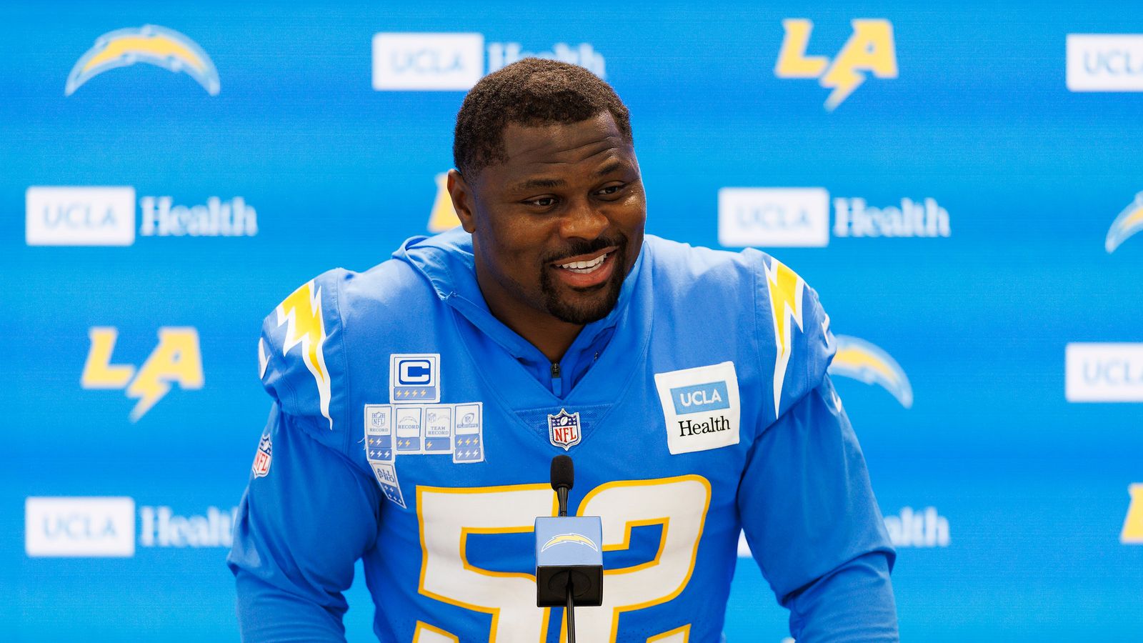 Khalil Mack addresses media after Chargers OTA.