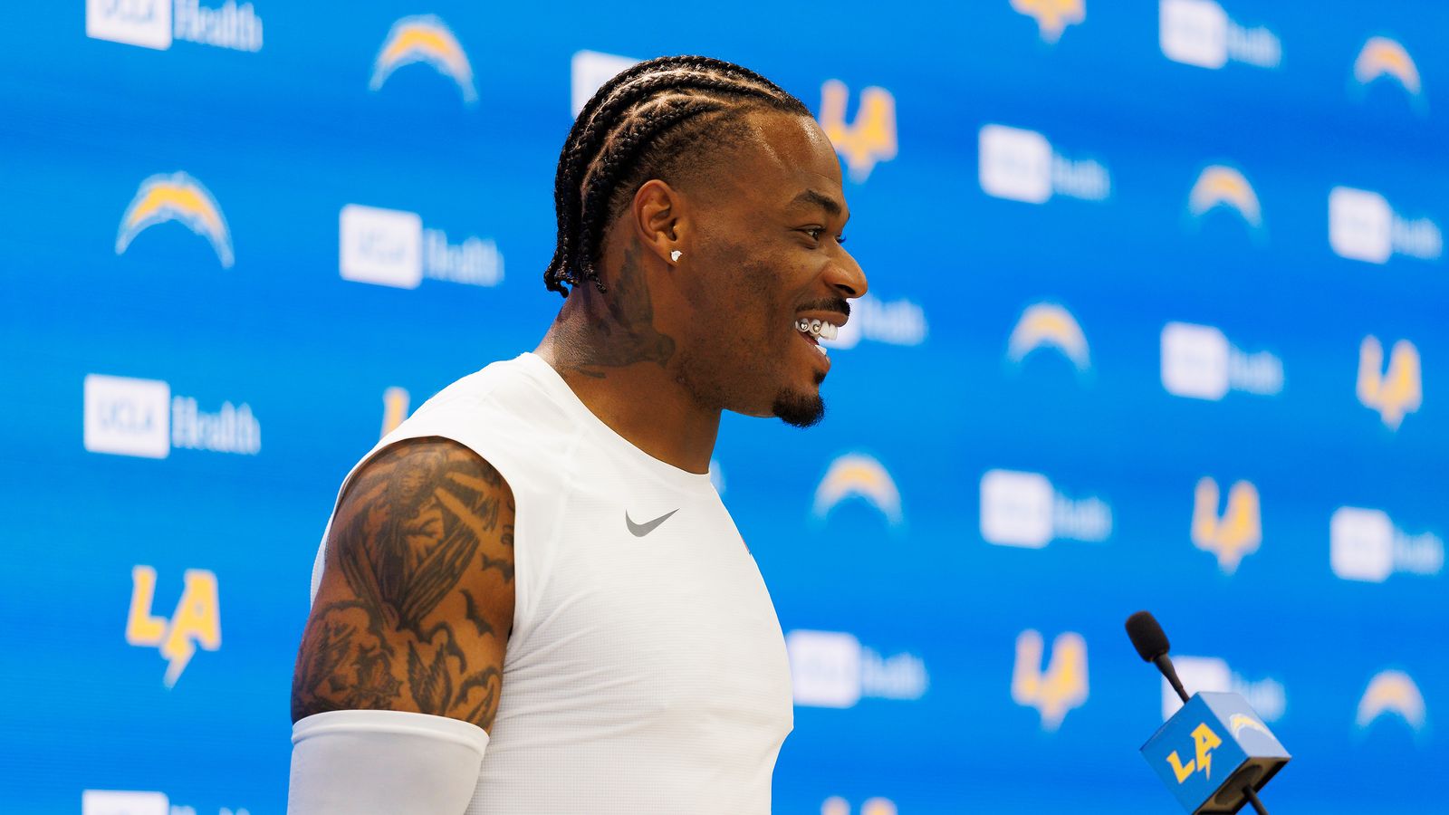 Derwin James Jr. talks to media after Chargers OTA.