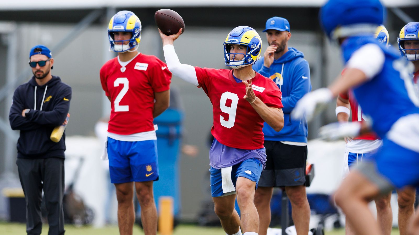 Matthew Stafford #9 Throws During Rams OTA, May 2026