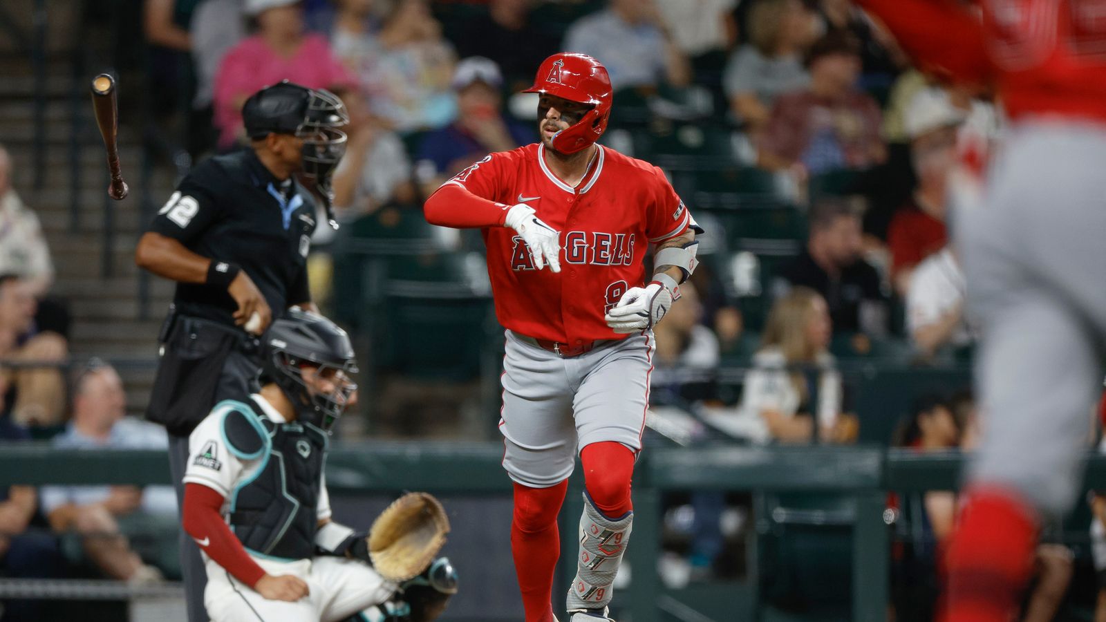 Zach Neto hits a home run at Chase Field, June 16, 2026