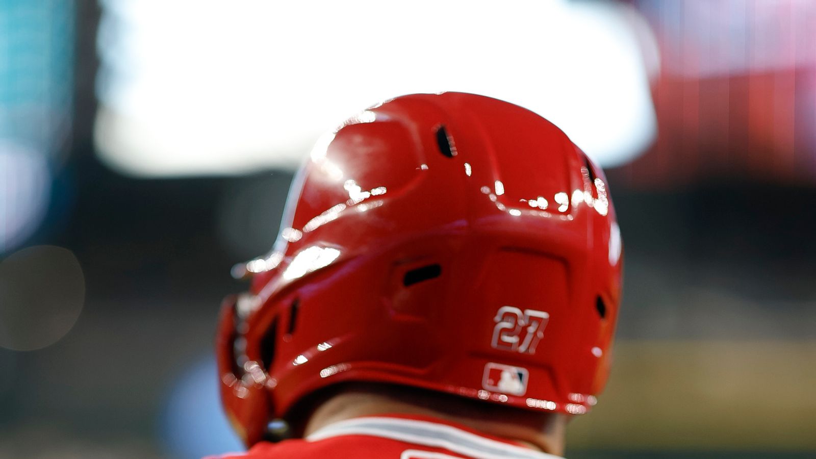 Mike Trout in the dugout at Chase Field, June 2026