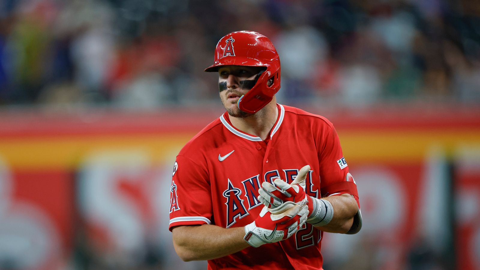 Mike Trout on the field against the Diamondbacks, June 2026