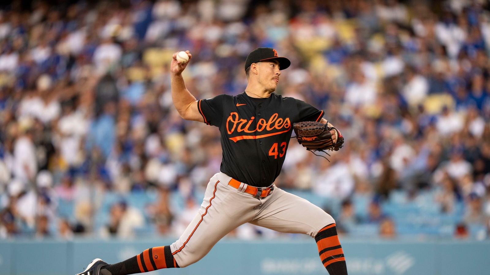 Trey Gibson pitches against the Dodgers